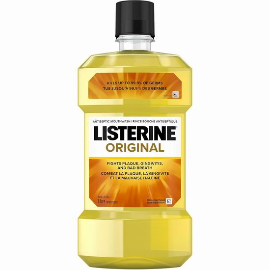 Listerine Fresh Burst 李施德林24小时长效抗菌除口臭 漱口水(1升) 5.2加元(原价 7.27加元)!3口味可选!
