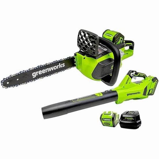 历史新低！Greenworks 1314802HD 40V 14英寸无绳链锯 + 吹扫机套装5.2折 227.05加元包邮！