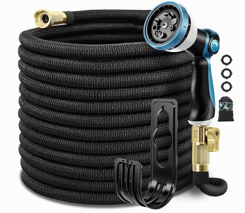 Relxitl 超耐用 100英尺 花园浇水 弹性伸缩水管 38.24加元（原价 49.99加元）！送喷头+挂钩！