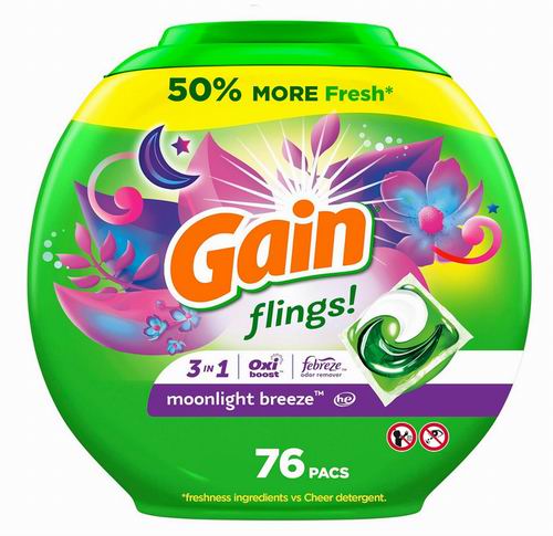  Gain 月光微风香型 三合一高效洗衣液76粒 18.99加元（原价 24.99加元）