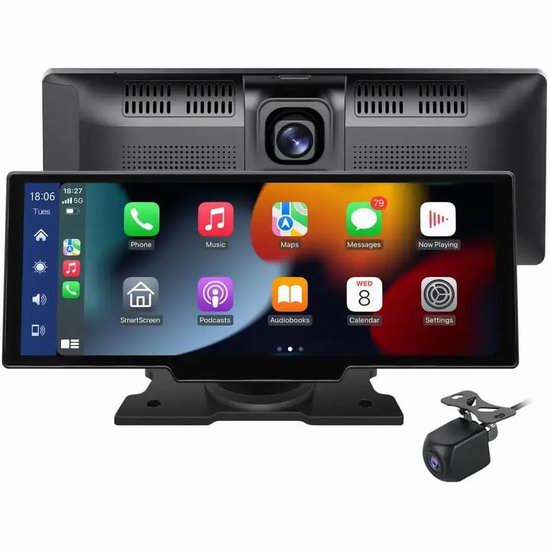  白菜价！历史新低！Generic 10.26英寸 前后双摄 1080P行车记录仪/无线Carplay系统3.8折 48加元包邮！