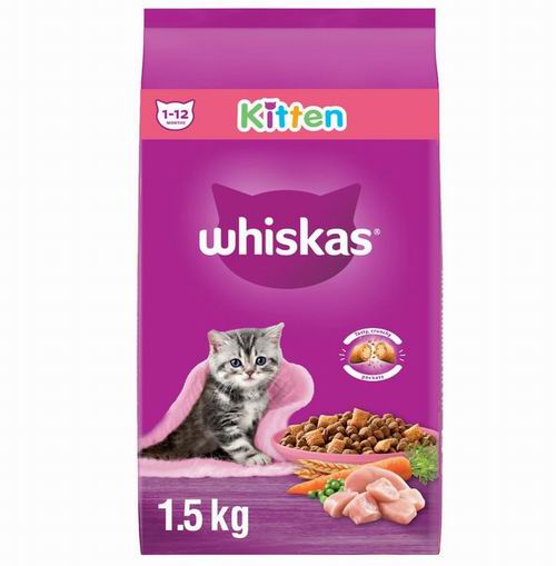  Whiskas 幼猫鸡肉干猫粮1.5公斤 6.62加元（原价 9.49加元）