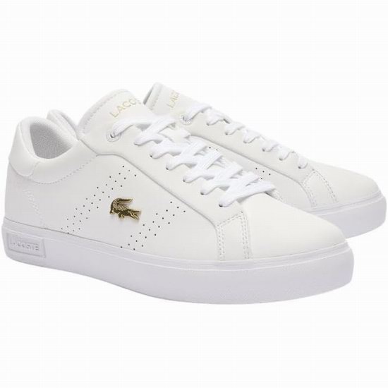 历史新低！Lacoste 法国鳄鱼 Powercourt 2.0 经典款 女式真皮小白鞋5.6折 89.99加元包邮！