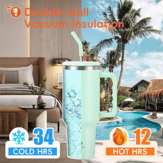  白菜价！历史新低！VUSIGN 40盎司网红吸管保温杯3折 14.99加元清仓！5色可选！