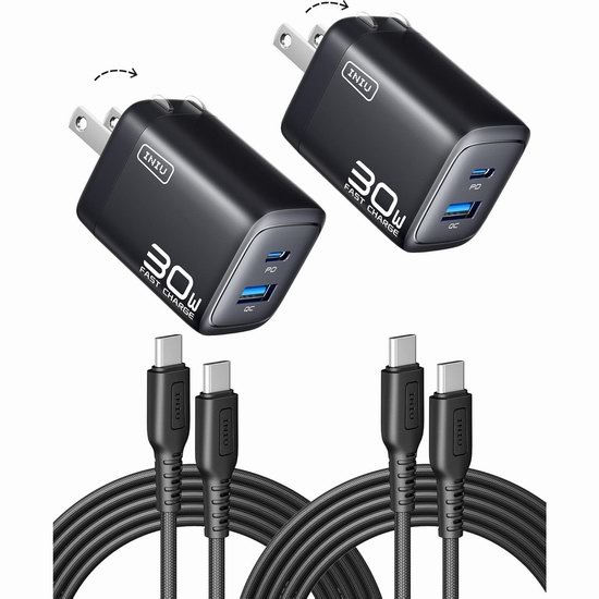 历史新低！INIU 30W PD 双口USB快速充电器2件套4折 12.59加元！