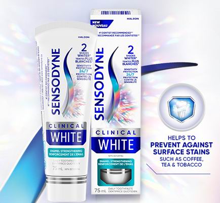  SENSODYNE Clinical White 专业美白抗敏牙膏75毫升  7.19加元（原价 9.27加元）