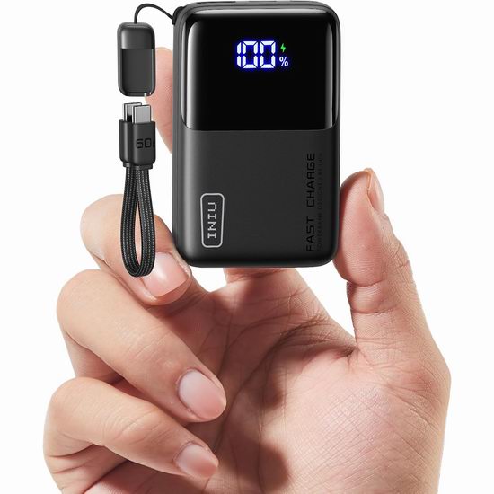  历史新低！INIU 45W快充 10000mAh 超便携移动电源/充电宝4.6折 22.94加元包邮！自带挂绳充电线！