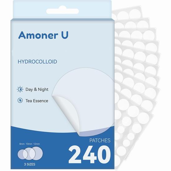  白菜价！历史新低！Amoner U 水胶体隐形痘痘贴（240片）3.6折 7.19加元！