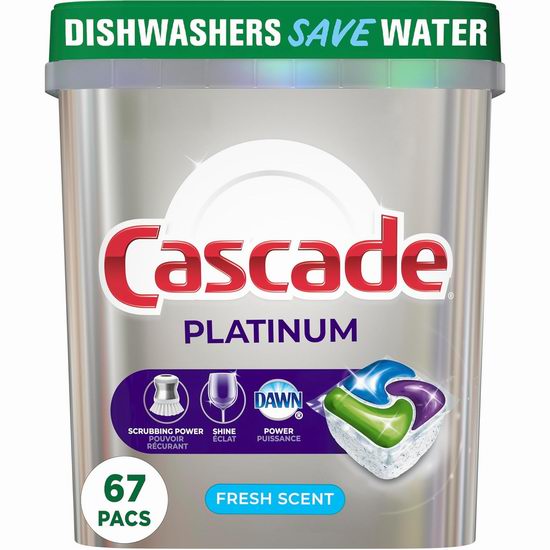 历史新低！Cascade Platinum 洗碗机洗碗球（67粒）5.6折 13.99加元！