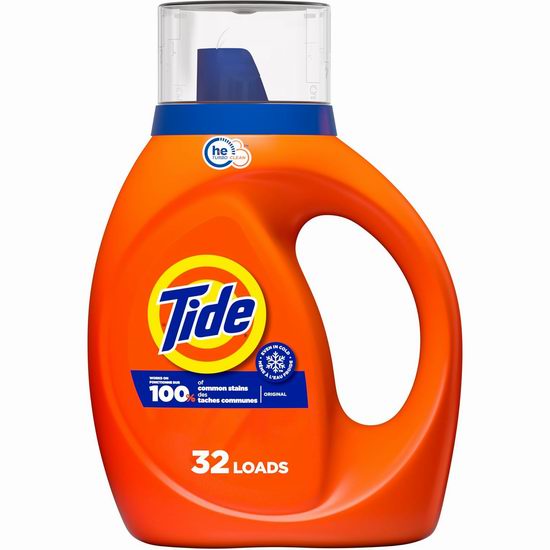  历史最低价！Tide 汰渍 Original 原味高效洗衣液（32缸）5.8折 5.85加元！