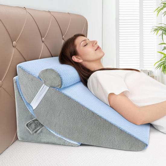  WENRENER 可调高度海绵 睡眠楔形枕套装5折 39.99加元包邮！2色可选！