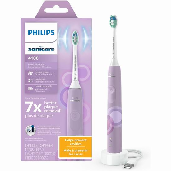 Philips 飞利浦 Sonicare 4100 HX3681/23 声波震动电动牙刷6.5折 54.99加元包邮！2色可选！