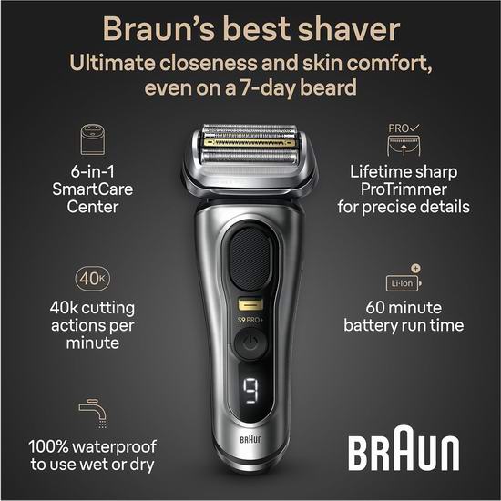 折扣升级!历史新低!Braun PRO+ 德国博朗 旗舰级9系列 9567cc 干湿两用电动剃须刀7折 302.99加元包邮!会员专享!