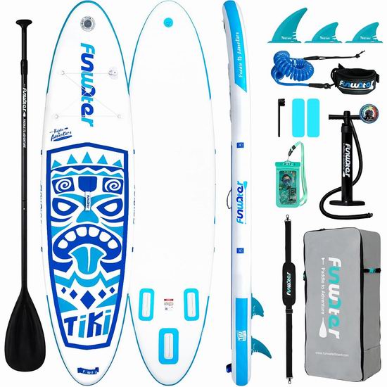  历史新低！FunWater 军用级超轻PVC 10.6英尺 SUP充气站立式桨板4.6折 138.99加元包邮！包含充气泵！