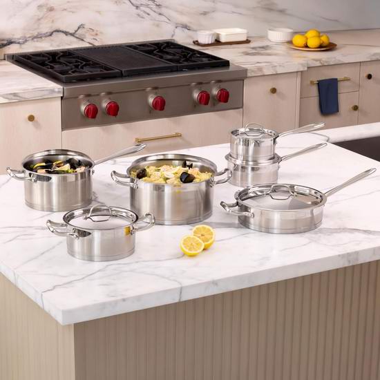 黑五价!Lagostina 拉歌蒂尼 Moderna 商用级3层不锈钢锅具12件套6.3折 189.99加元包邮!