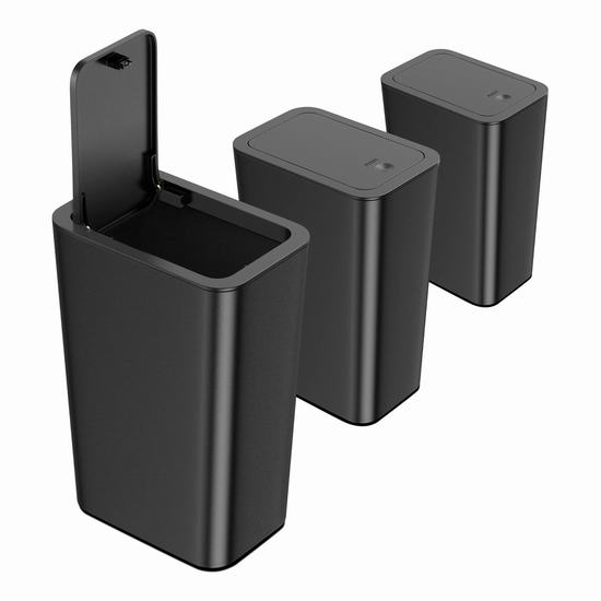  历史新低！N.NETDOT 10升 带盖 黑色垃圾桶3件套7.2折 29.99加元！单件仅10加元！