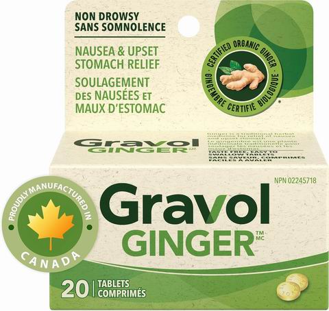Gravol 加拿大有机姜片20粒 7.48加元！缓解恶心、胃胀等消化不良症状