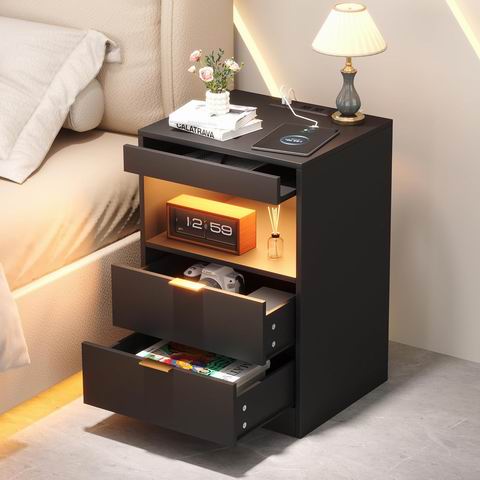  Yusong LED床头柜 带充电座 116.84加元（原价 149.99加元）+ 包邮