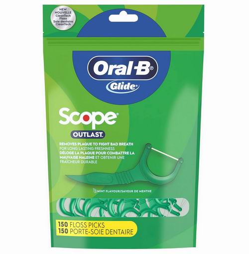 Oral-B Glide 薄荷味牙线150个装 配有 Scope Outlast  6.62加元（原价 7.99加元）