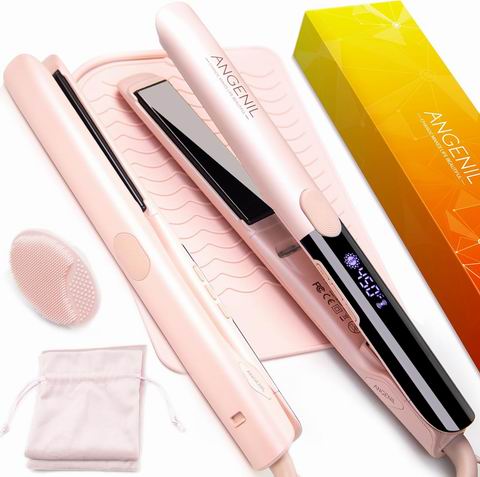 史低价！ANGENIL Pro 双电压粉色钛金属直发/卷发器 47.98加元（原价 64.96加元）