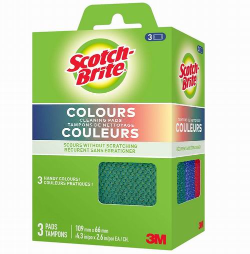  Scotch-Brite Colours 多用途清洁垫3片装 2.27加元（原价 4.47加元）