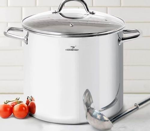 HOMICHEF 16-20夸脱带盖  商用级无镍不锈钢大汤锅  89.99-99.99加元（原价 117.92-129.98加元）