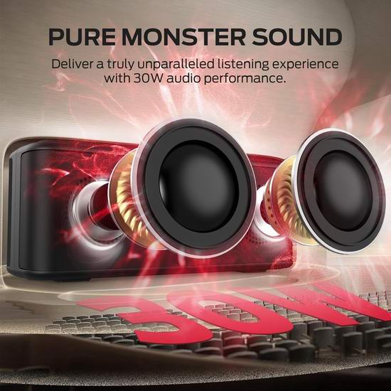  超级白菜！历史新低！Monster Shock Plus 魔声30瓦大功率 蓝牙音箱2折 39.99加元包邮！续航长达15小时！