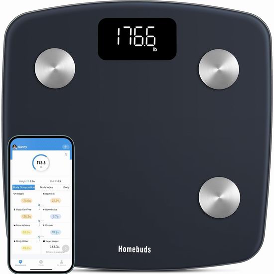  历史新低！Homebuds 高精度智能体重秤 体脂秤5折 14.99加元！