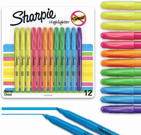  Sharpie 27145 荧光笔12支装 7.17加元（原价 11.04加元）