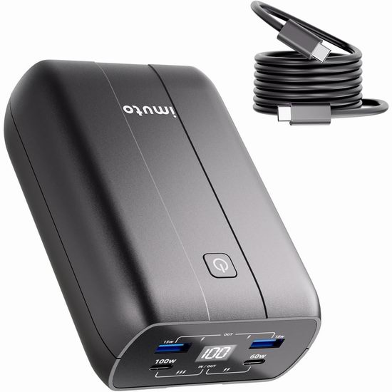 历史新低！imuto 20000mAh 100W 74Wh 便携式笔记本移动电源/充电宝4.2折 24.99加元包邮！
