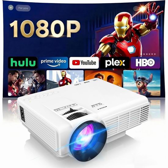 疑似Bug价！GKLPO 1080P 蓝牙家庭影院投影仪5.1折 56.49加元限量特卖并包邮！送80英寸投影幕布！