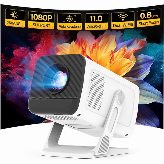 白菜价！历史新低！LYNCAST VisualCube 300 WiFi 蓝牙 智能投影仪 48.96加元包邮！搭载安卓操作系统！