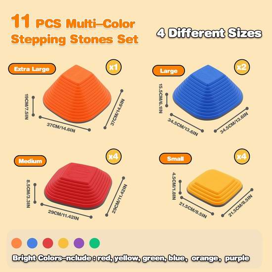 Maycoly 儿童踏脚平衡石11件套5折 33.99加元包邮!2色可选!