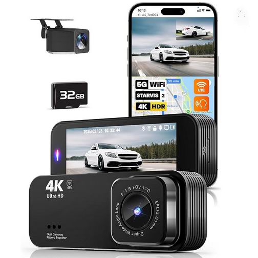  lensuge 4K+1080P 前后双摄 车载行车记录仪2折 79.99加元（原价 399.99加元）
