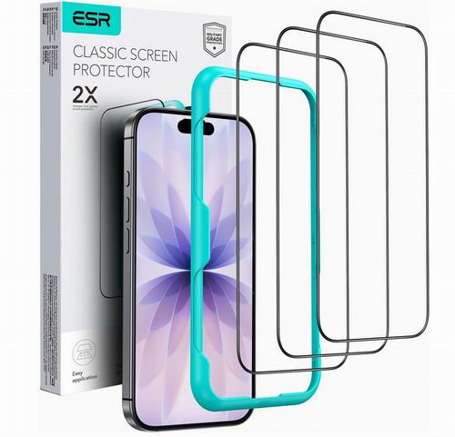  ESR 军级防碎 iPhone 17/ 16 Pro钢化玻璃屏幕保护膜3片装  5.8加元（原价 10.99加元）