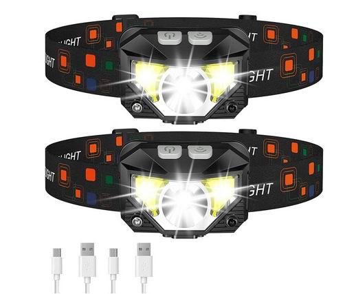  LHKNL 1200 流明超亮 LED 可充电头灯2件 25.99加元（原价 32.99加元）
