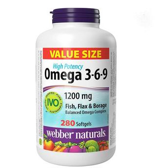  Webber Naturals Omega 3-6-9 1200毫克鱼油 23.72加元（原价 31.99加元）