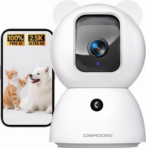 史低价！CINMOORE 2.5K 室内安防摄像头 19.99加元（原价 49.99加元）