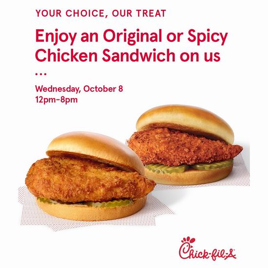吃货福利！Chick-fil-A下周三免费送鸡肉汉堡！无需消费！