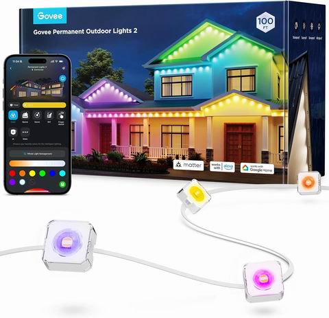  史低价！Govee 100英尺 RGBIC 72个LED户外灯 279.99加元（原价 399.99加元）