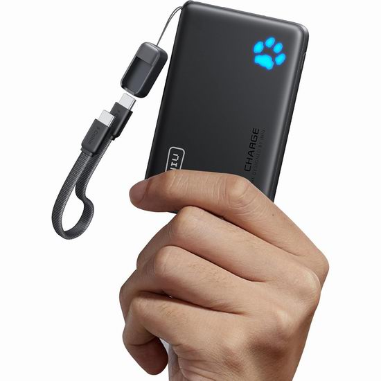  历史新低！INIU 10000mAh 45W PD 超薄移动电源/充电宝4.3折 15.86加元包邮！内置USB-C充电线！