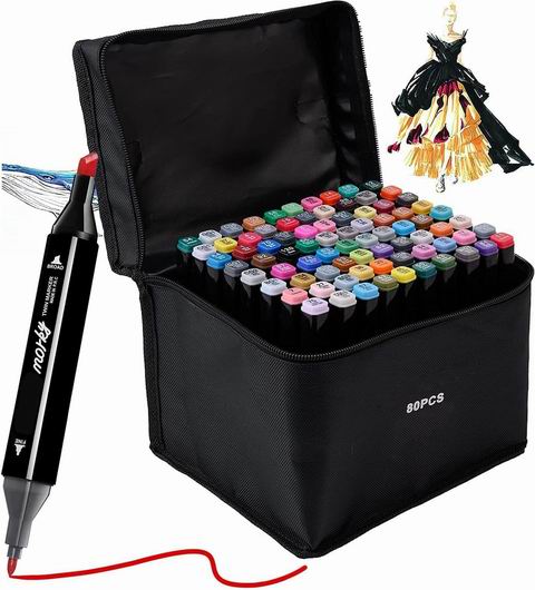  Kebuye  80色双头酒精马克笔套装 23.99加元（原价 32.99加元）