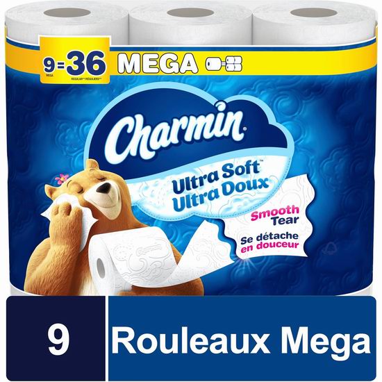  历史新低！Charmin Ultra Soft 超软双层卫生纸9卷装6.6折 11.3加元！相当于常规36卷！会员专享！