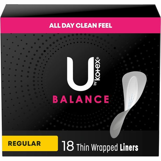  U by Kotex Balance 女士日常卫生护垫（18件） 1.53加元！