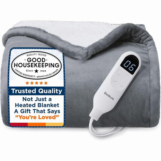 白菜价！历史新低！Bedsure 柔软法兰绒电热毯3.6折 35.99-41.99加元包邮！