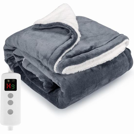  历史新低！PROALLER 灰色法兰绒电热毯5.4折 37.99加元包邮！