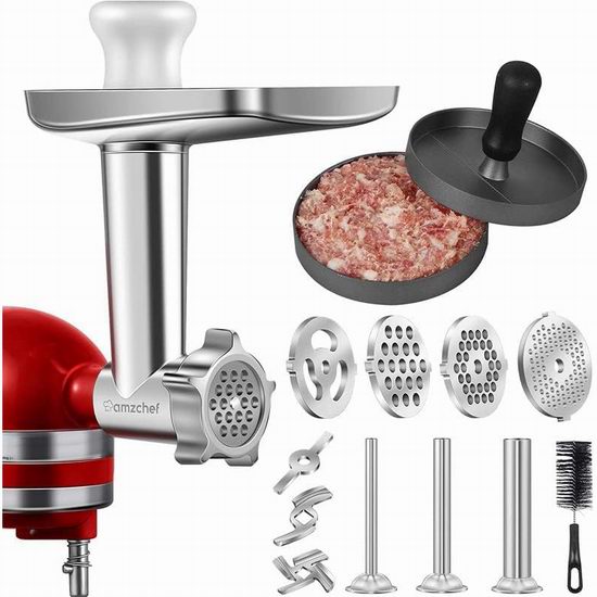  历史最低价！AMZCHEF KitchenAid厨师机 绞肉配件6折 49.99加元包邮！