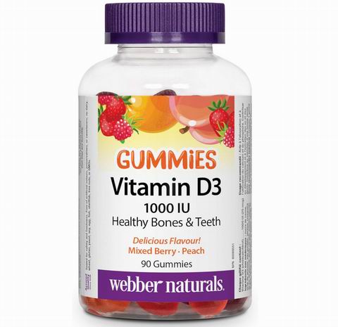 Webber Naturals 维生素 D3 1000 IU 软糖90粒 5.67加元(原价 8.49加元)! 促进骨骼/牙齿健康