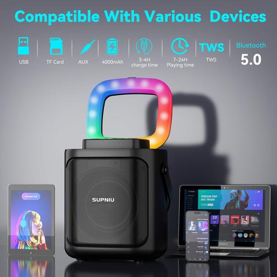 白菜价!历史新低!SUPNIU S50 30W LED 便携式蓝牙音箱2.9折 14.57加元清仓!  白菜价!历史新低!SUPNIU S50 30W LED 便携式蓝牙音箱2.9折 14.57加元清仓!