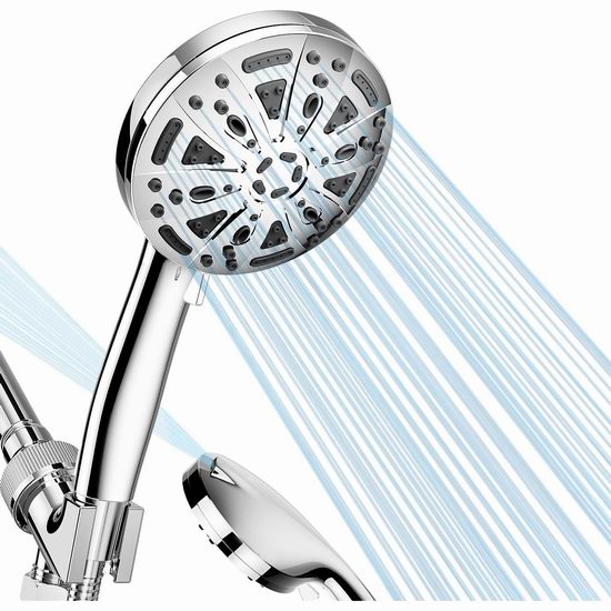  历史新低！VEHHE 创新8+2模式 5英寸高压淋浴头+不锈钢软管套装 18.99加元！